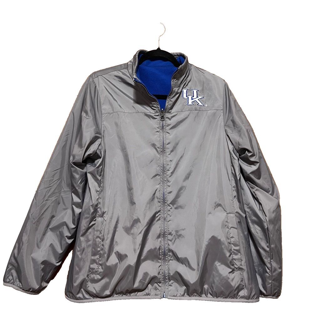 Men's University‎ of Kentucky Reversible Windbreaker Gray Blue Zip up Size Large